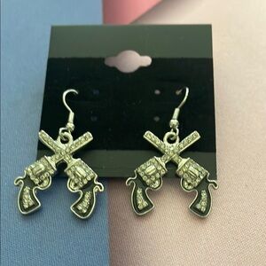 Silver Pistol Earrings